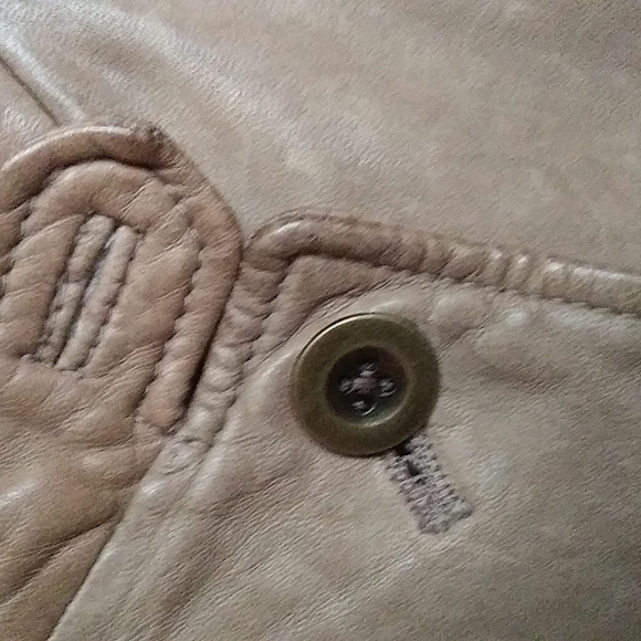 Women's Weathered Taupe Leather Driving Jacket Sz:M - Picture 5 of 14